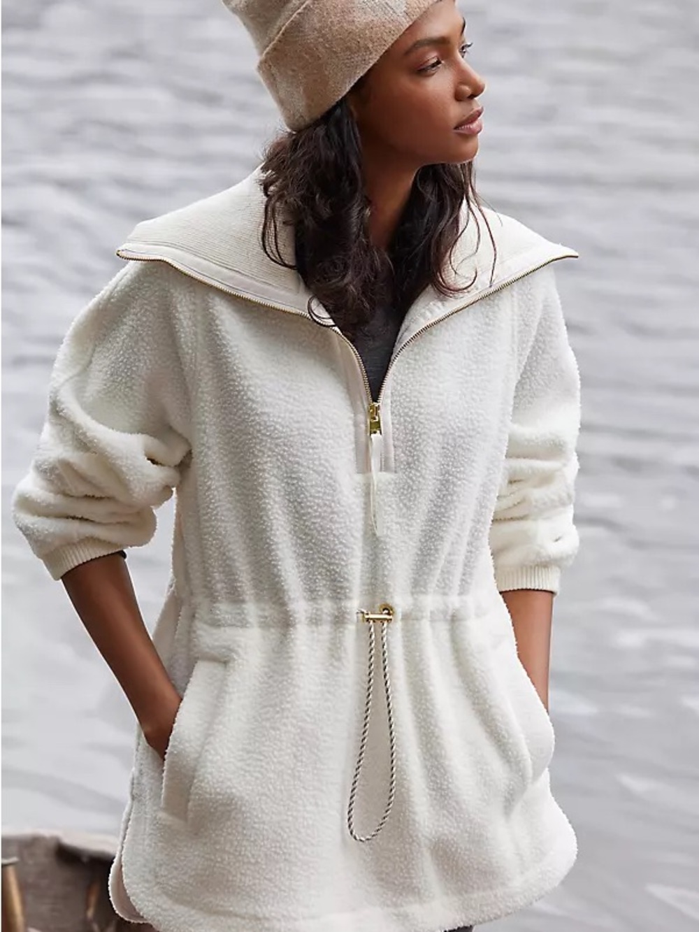 Bailey44 Women's Cream Sherpa Zip-Front Jacket